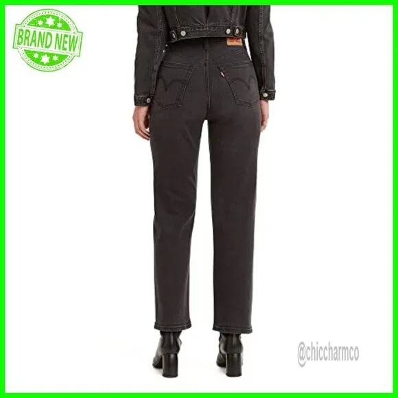 High Rise Straight Ankle Jeans, 99% Cotton Stretch, Button Fly - Picture 2 of 5
